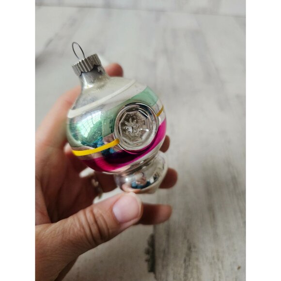 Vintage radko shiny Brite UFO striped red green tree ornament mercury glass refl - Picture 9 of 14